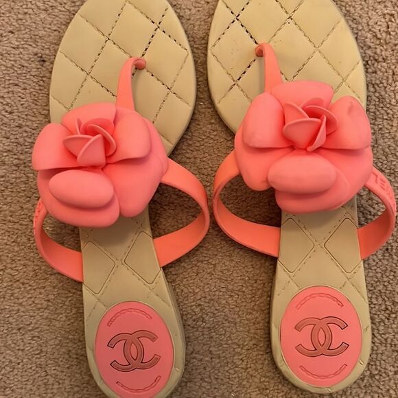 Authentic Chanel Sandal 38 pink/white - Picture 1 of 6